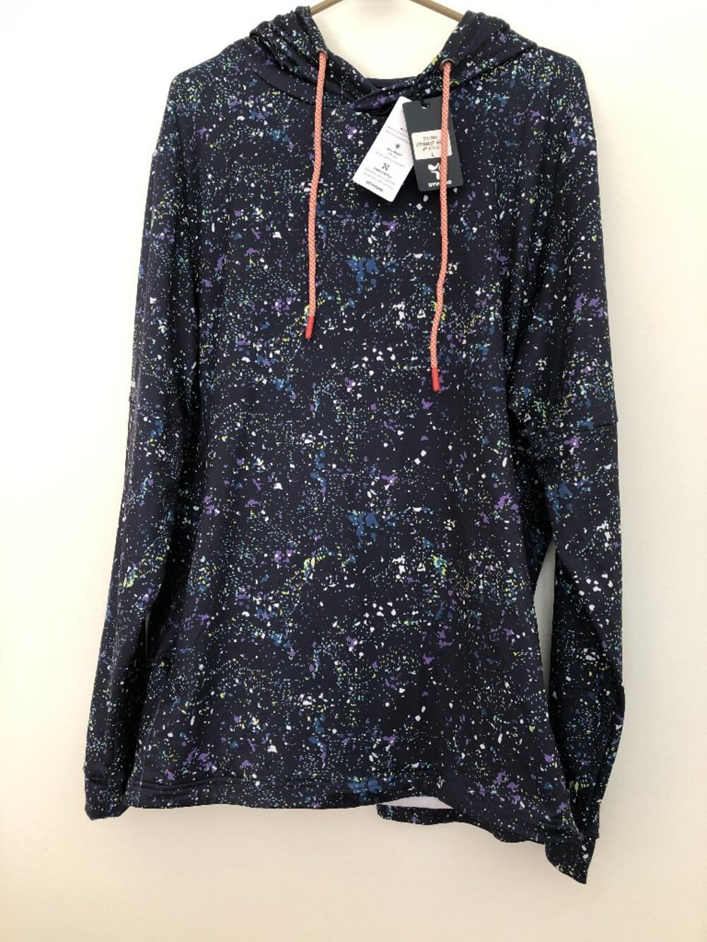 NWT DTWOOO Performance Hoodie Splatter Navy Blue Size Large